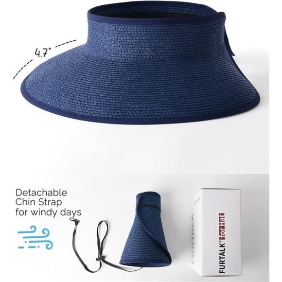 Sun Visor Hats for Women Navy - Picture 3 of 5